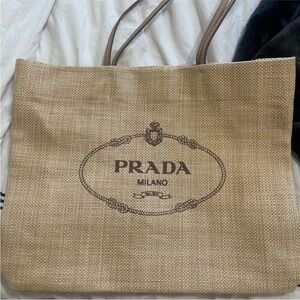 Prada Raffia Tote Bag